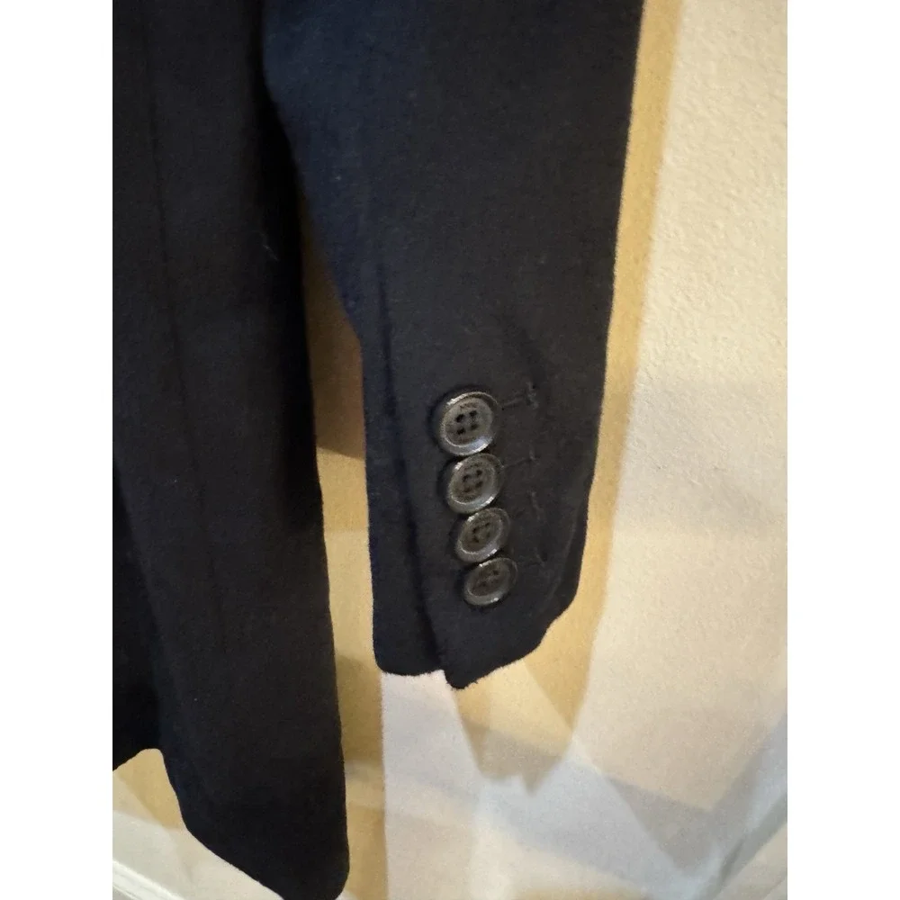 Anne Klein Black Wool CASHMERE Blend Coat Women's Size 4 Classic Tailored Long